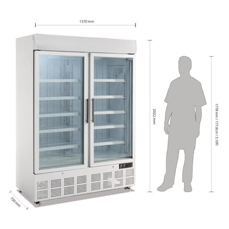 Vitrine réfrigérée négative deux portes avec bandeau lumineux Polar Série G 920L - FRANCE CHR