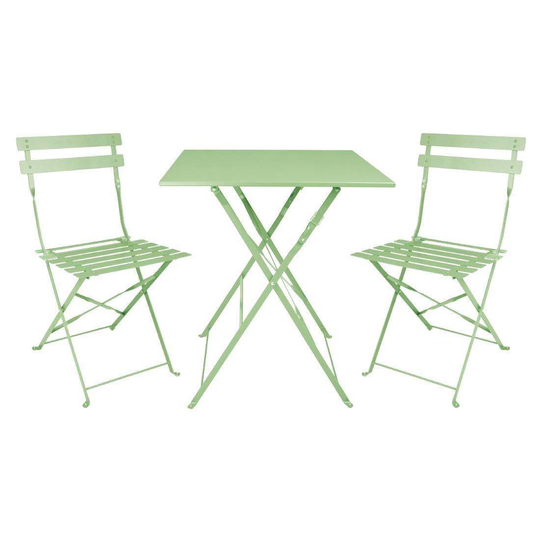 Table de terrasse carrée pliante en acier Bolero vert clair 600 mm - FRANCE CHR