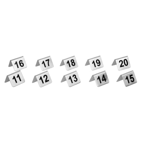 Lot de numéros de table en acier inoxydable Olympia 11-20 (Lot de 10) - FRANCE CHR