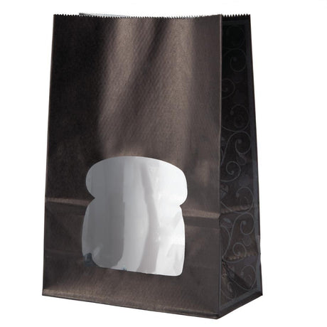 Sacs sandwich en papier recyclable noir avec fenêtre Colpac (lot de 250) - FRANCE CHR