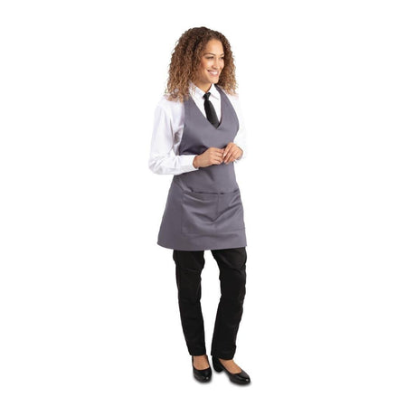 Tablier serveur col en V Whites gris anthracite - FRANCE CHR