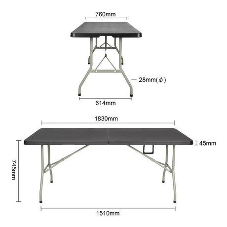 Table pliable au centre Bolero noire 1829mm - FRANCE CHR