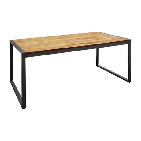 Table industrielle rectangulaire acier et acacia Bolero 180 cm - FRANCE CHR