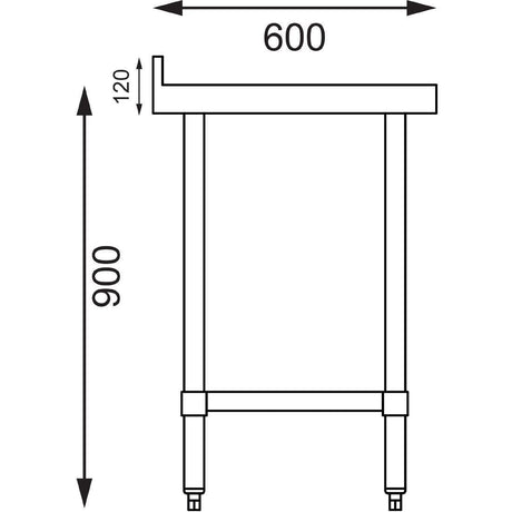 Table de préparation avec rebord en acier inoxydable Vogue 1500 x 600mm - FRANCE CHR