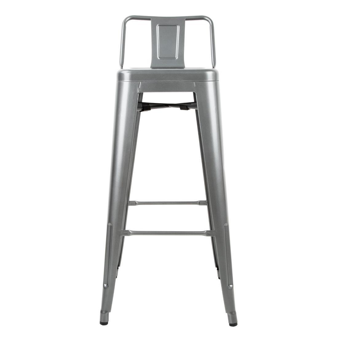 Tabourets hauts en acier gris métal avec dossier Bolero Bistro (lot de 4) - FRANCE CHR