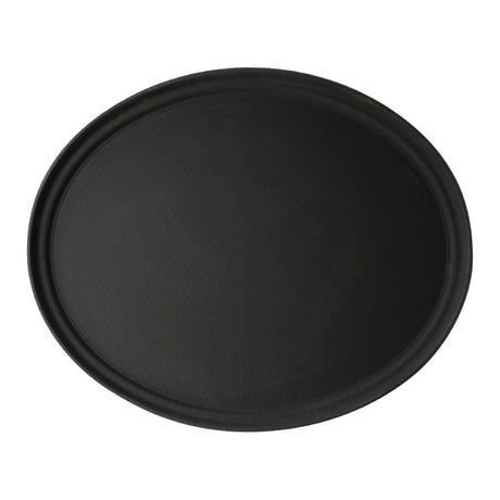 Plateau de service ovale fibre de verre antidérapant Camtread Cambro noir 60 cm - FRANCE CHR