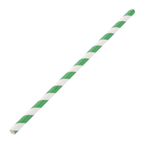 Pailles en papier compostables Fiesta Compostable rayées vert et blanc - FRANCE CHR