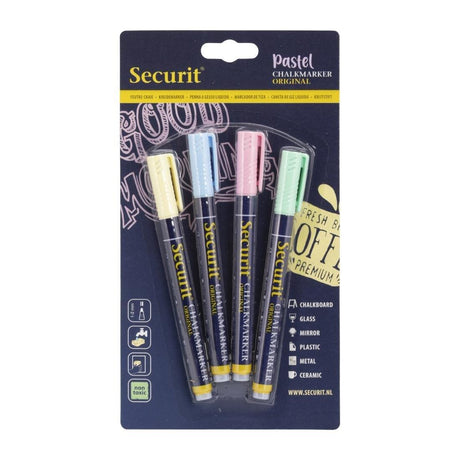 Marqueurs craie liquide Securit pointe 1-2mm couleurs pastel (lot de 4) - FRANCE CHR