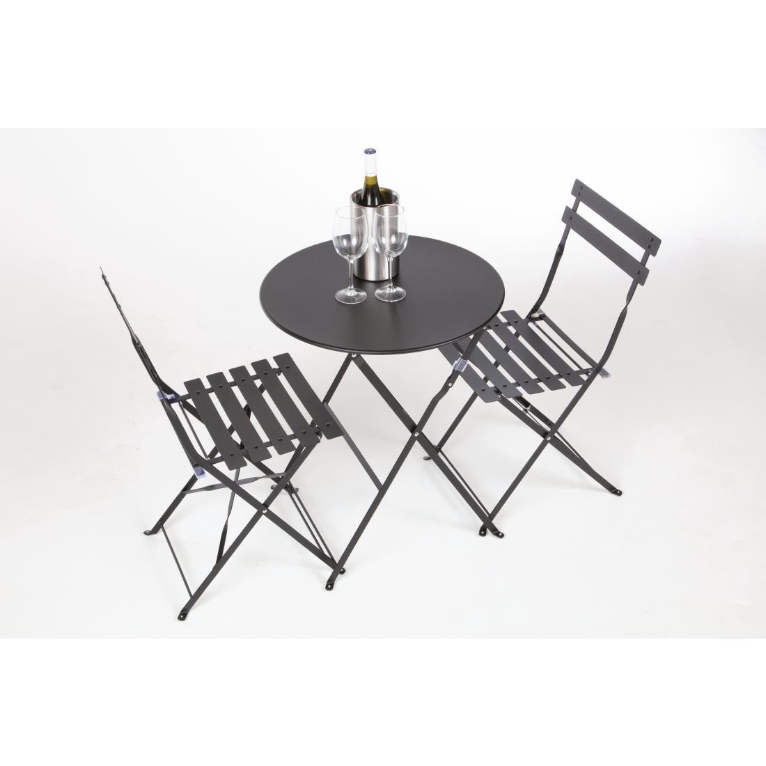 Chaises de terrasse pliantes en acier Bolero noires (Lot de 2) - FRANCE CHR