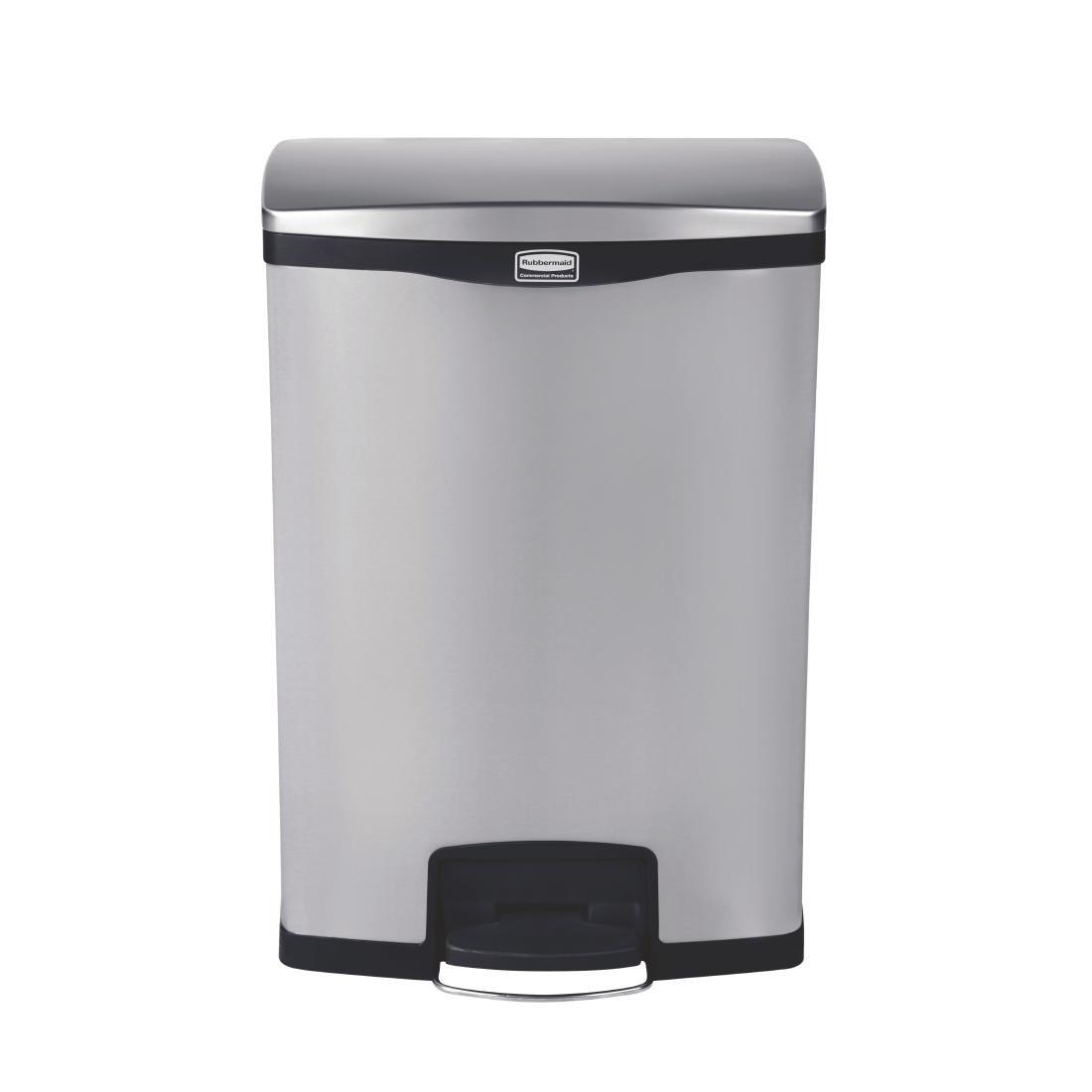 Poubelle à pédale frontale inox Rubbermaid Slim Jim 90L - FRANCE CHR