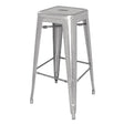 Tabourets hauts en acier galvanisé Bolero Bistro gris argenté (lot de 4) - FRANCE CHR