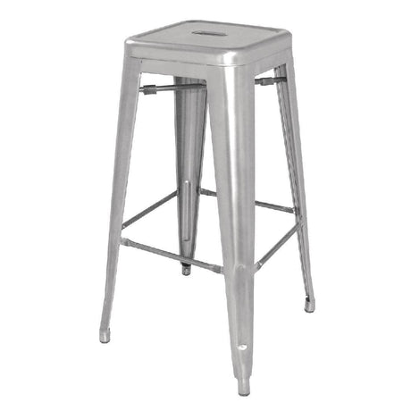 Tabourets hauts en acier galvanisé Bolero Bistro gris argenté (lot de 4) - FRANCE CHR