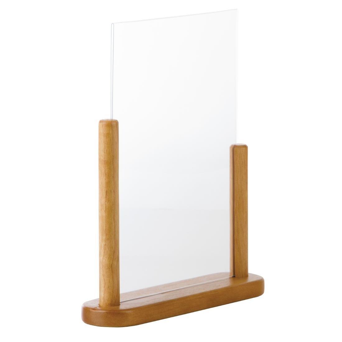 Porte-menu de table acrylique avec support en bois Securit teck A4 - FRANCE CHR