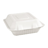 Boîtes 3 compartiments avec couvercle à charnière compostables en bagasse Fiesta Compostable 201mm (lot de 200) - FRANCE CHR