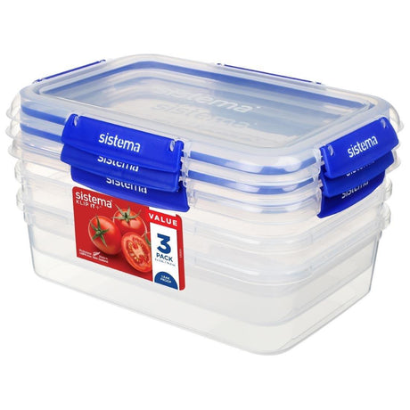 Boîtes alimentaires rectangulaires Sistema Klip It Plus 2,2L (lot de 3) - FRANCE CHR