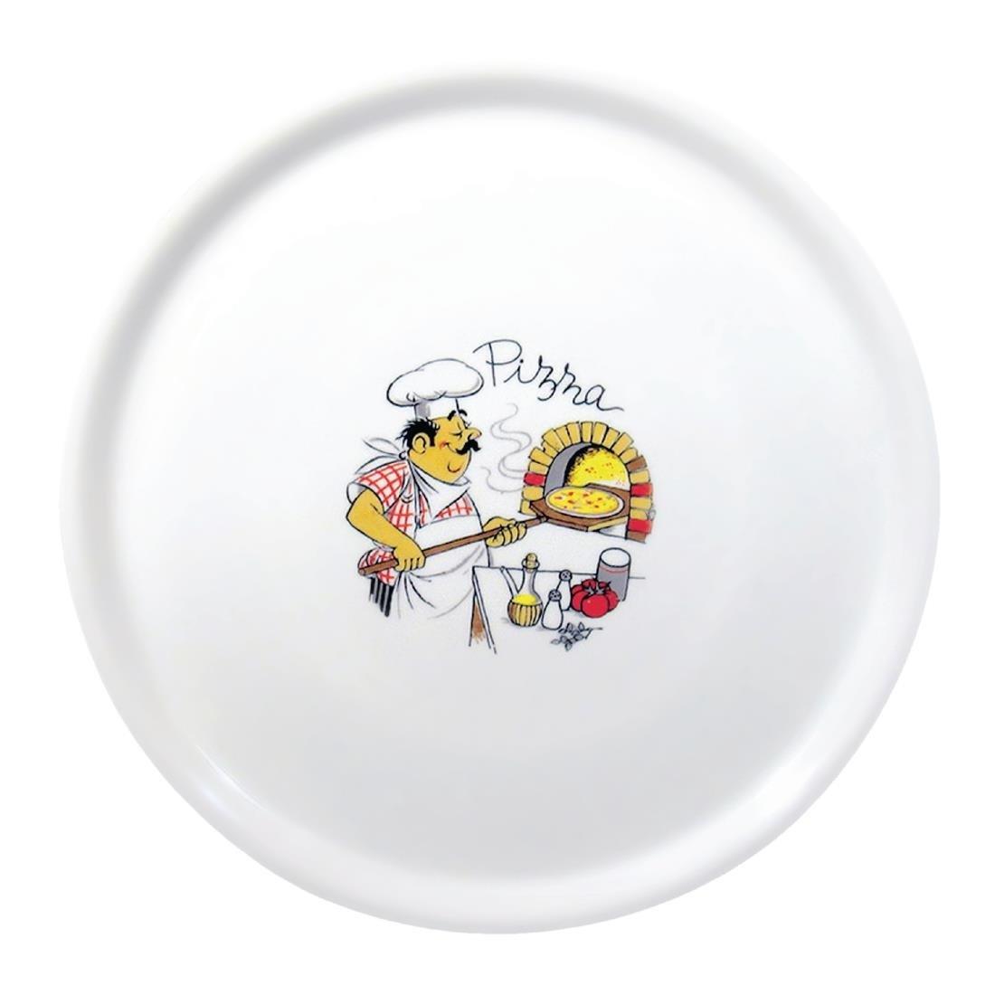 Assiettes à pizza en porcelaine 31 cm Saturnia décor Chef 2243 - FRANCE CHR
