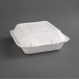 Boîtes 3 compartiments avec couvercle à charnière compostables en bagasse Fiesta Compostable 201mm (lot de 200) - FRANCE CHR