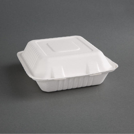 Boîtes 3 compartiments avec couvercle à charnière compostables en bagasse Fiesta Compostable 201mm (lot de 200) - FRANCE CHR