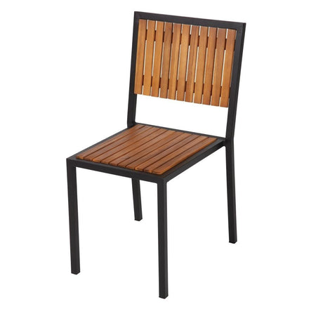 Chaises en acier et acacia Bolero (lot de 4) - FRANCE CHR