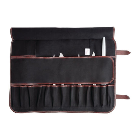 Trousse à couteaux en toile Boldric noire 17 emplacements - FRANCE CHR