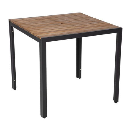 Table carrée en acier et acacia Bolero 80 cm - FRANCE CHR