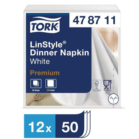 Serviettes blanches Linstyle Tork 400x400 (lot de 600) - FRANCE CHR