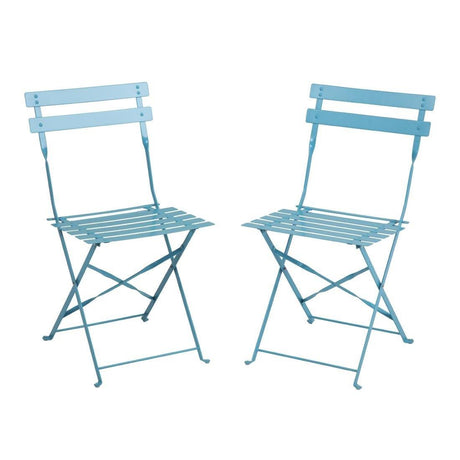 Chaises de terrasse pliantes en acier Bolero bleu turquoise (Lot de 2) - FRANCE CHR