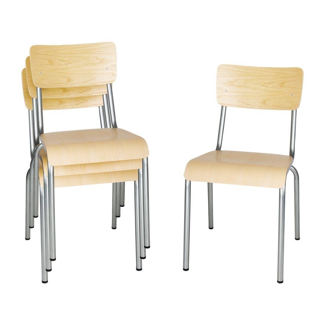 Chaises avec assise et dossier en bois Bolero Cantina galvanisées (lot de 4) - FRANCE CHR