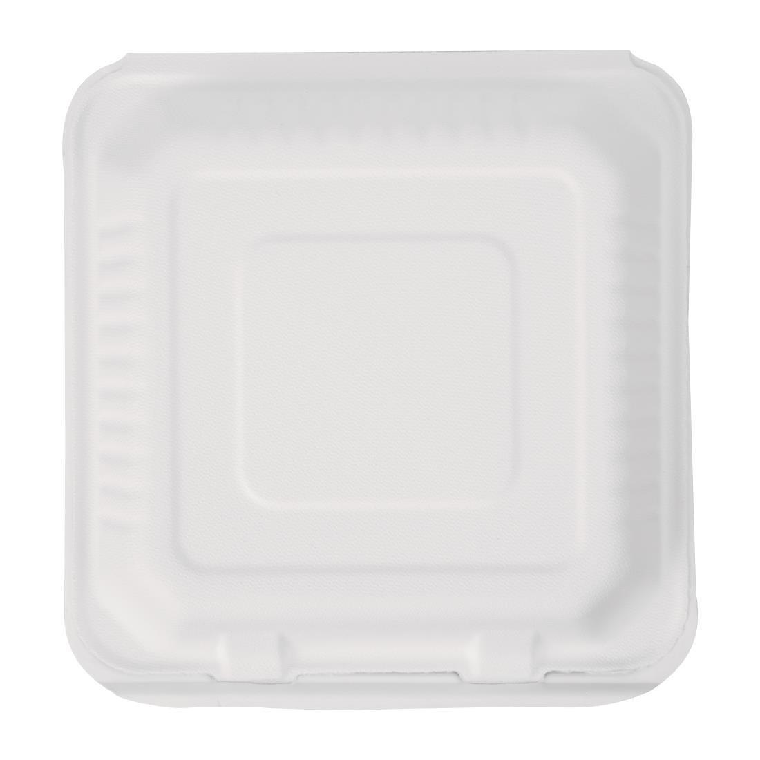 Boîtes avec couvercle à charnière compostables en bagasse Fiesta Compostable 236mm (lot de 200) - FRANCE CHR