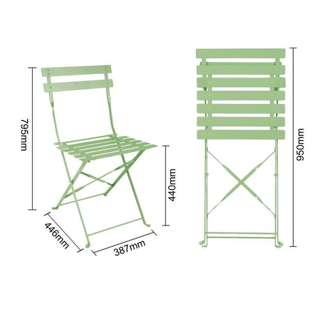 Chaises de terrasse pliantes en acier Bolero vert clair (Lot de 2) - FRANCE CHR