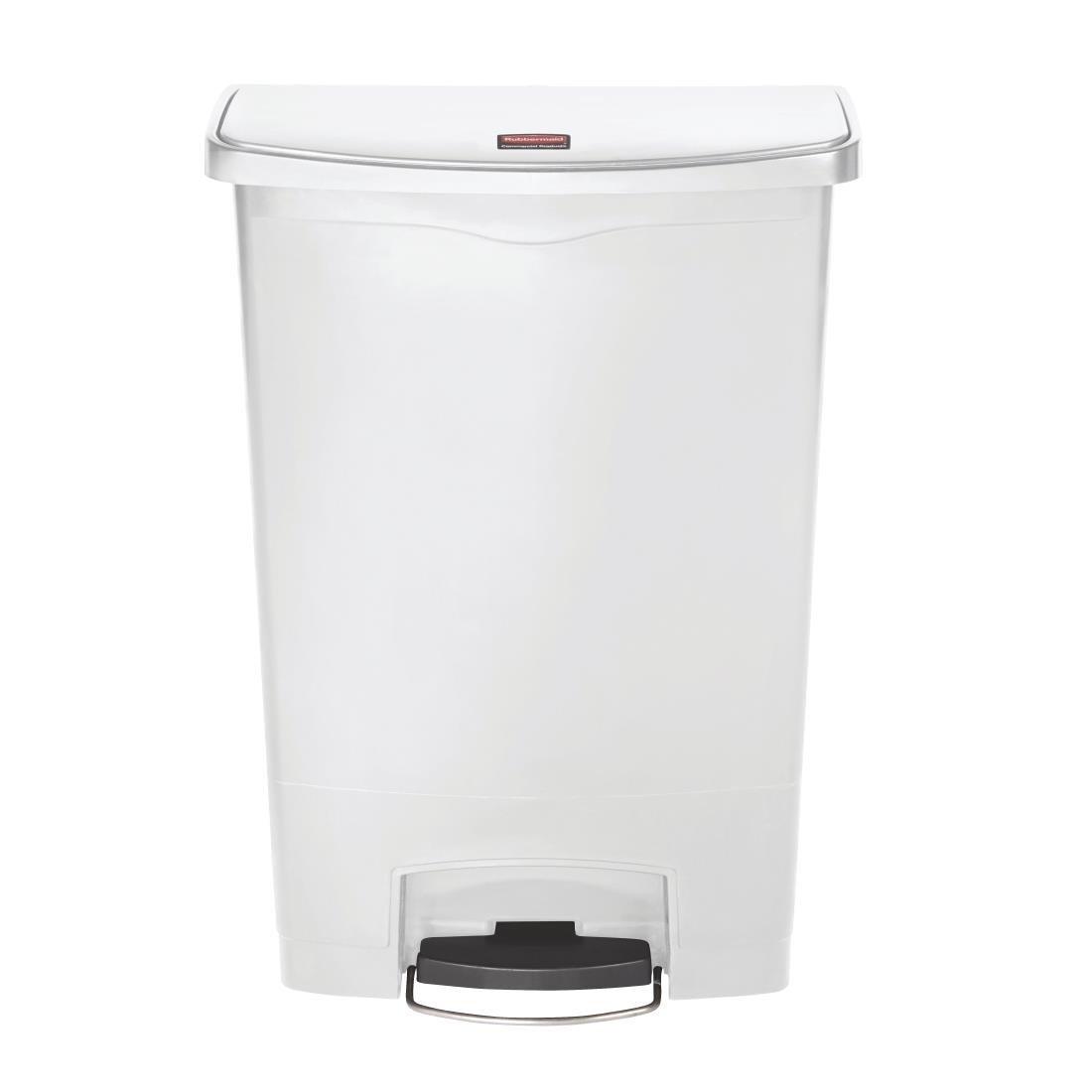 Poubelle à pédale frontale large Slim Jim Step-On Rubbermaid blanche 90L - FRANCE CHR