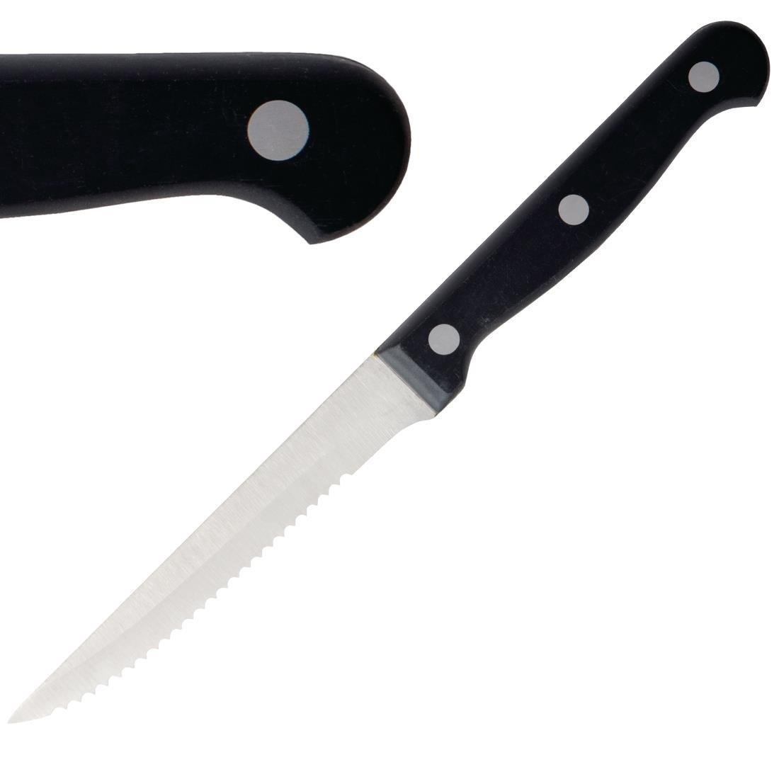 Couteaux à viande Olympia manche noir (Lot de 12) - FRANCE CHR