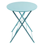 Table de terrasse ronde en acier Bolero bleu turquoise 595mm - FRANCE CHR