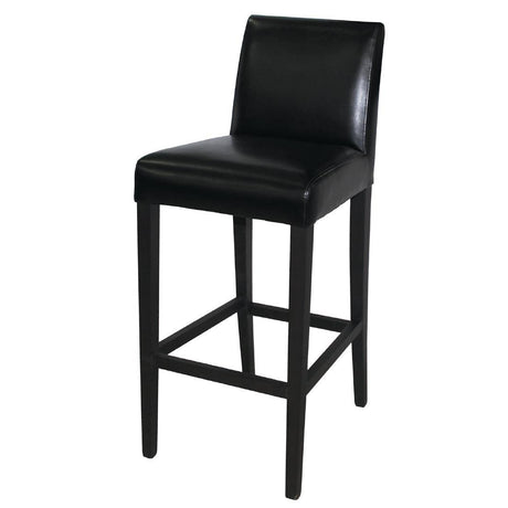 Tabouret de bar haut avec dossier en simili cuir Bolero noir - FRANCE CHR