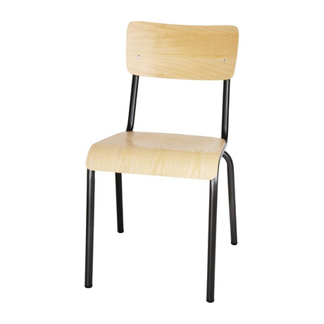 Chaises avec assise et dossier en bois Bolero Cantina gris métal (lot de 4) - FRANCE CHR