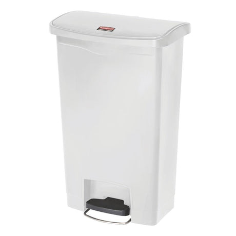 Poubelle à pédale frontale large Slim Jim Step-On Rubbermaid blanche 50L - FRANCE CHR