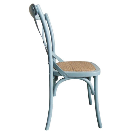 Chaises en bois patiné avec dossier croisé Bolero bleues (Lot de 2) - FRANCE CHR