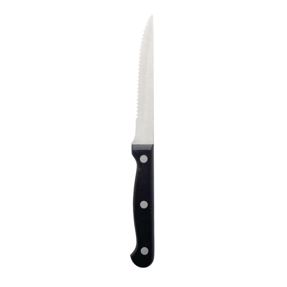 Couteaux à viande Olympia manche noir (Lot de 12) - FRANCE CHR
