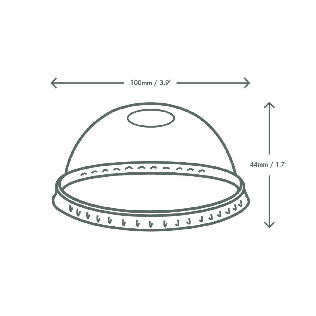 Couvercles dôme compostables avec trou pour boissons fraîches Vegware 340ml et 454ml (lot de 1000) - FRANCE CHR