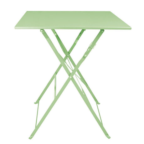 Table de terrasse carrée pliante en acier Bolero vert clair 600 mm - FRANCE CHR