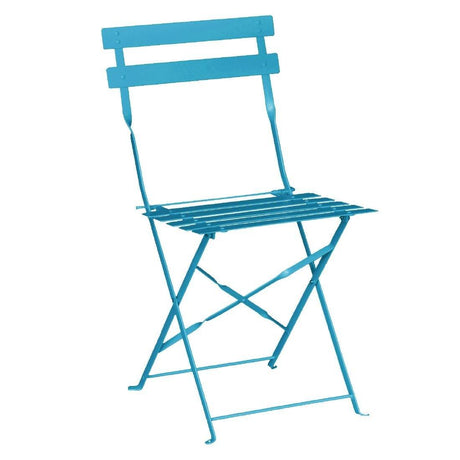 Chaises de terrasse pliantes en acier Bolero bleu turquoise (Lot de 2) - FRANCE CHR