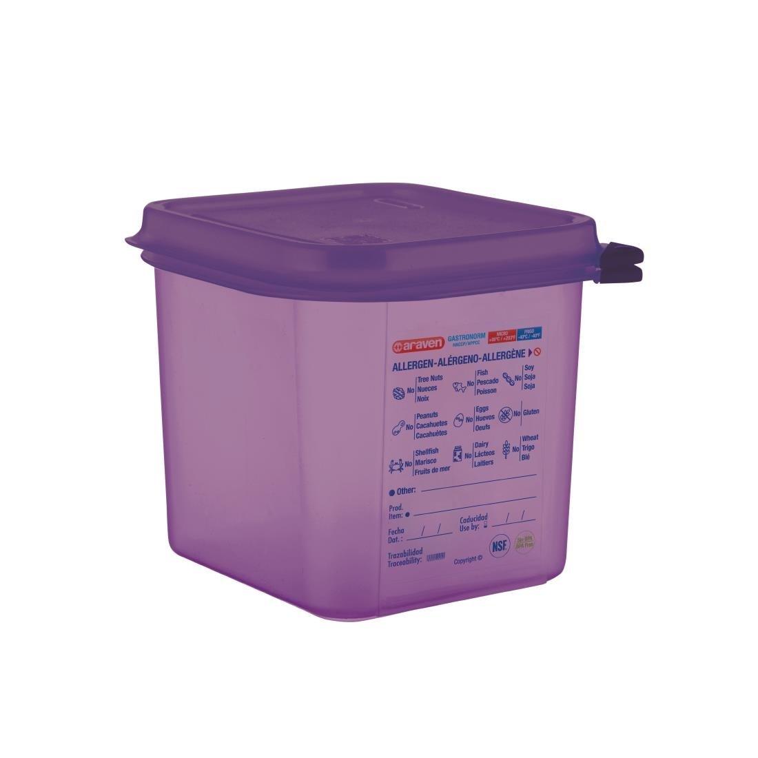 Bac hermétique violet antiallergénique GN1/6 Araven 2,6L - FRANCE CHR