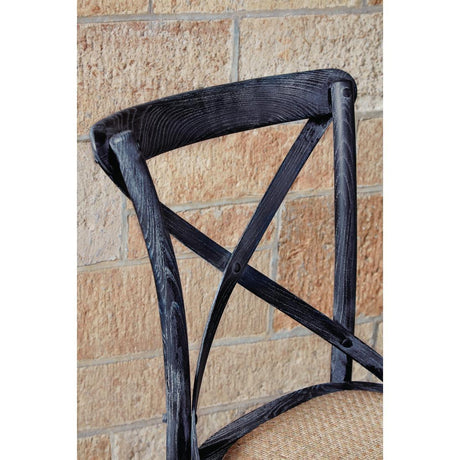 Chaises en bois patiné avec dossier croisé Bolero noires (lot de 2) - FRANCE CHR