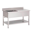 Plonge inox avec étagère basse Gastro M 1 bac à gauche 120 x 70 x 85 cm - FRANCE CHR