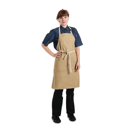 Tablier bavette Chef Works Urban Austin Denim beige - FRANCE CHR