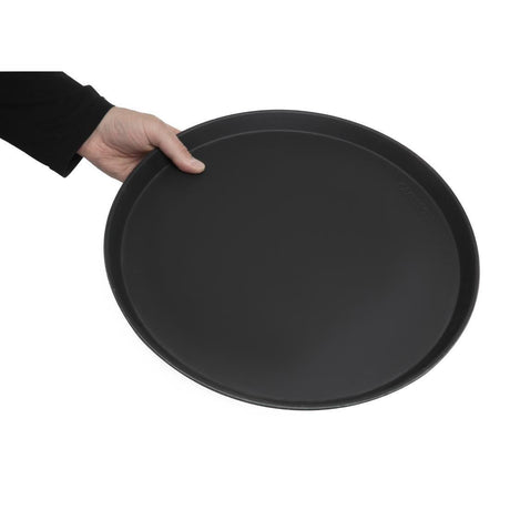 Plateau de service rond fibre de verre antidérapant Camtread Cambro noir 40,5 cm - FRANCE CHR