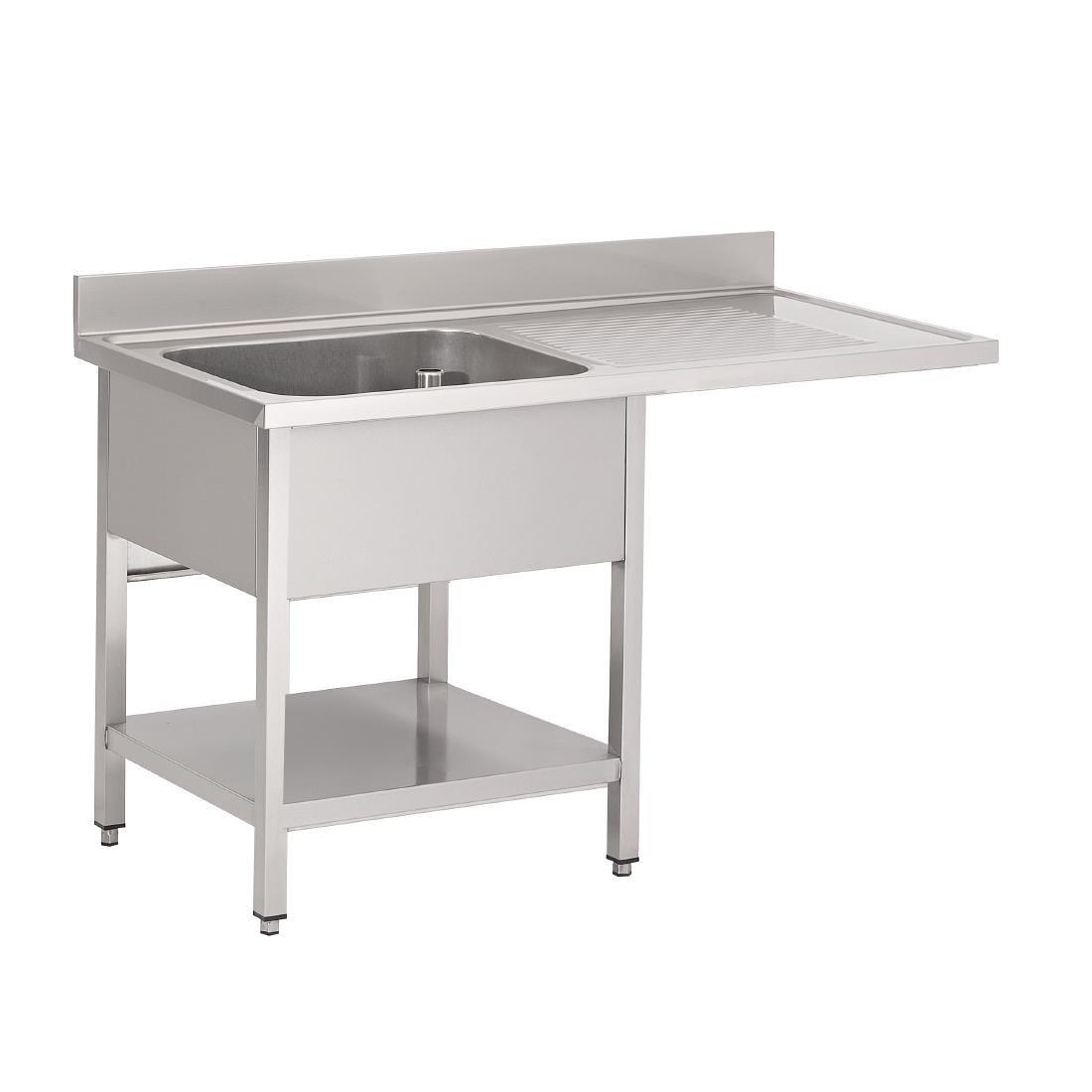 Plonge inox avec étagère basse et emplacement lave-vaisselle Gastro M 1 bac à gauche 120 x 70 x 85 cm - FRANCE CHR