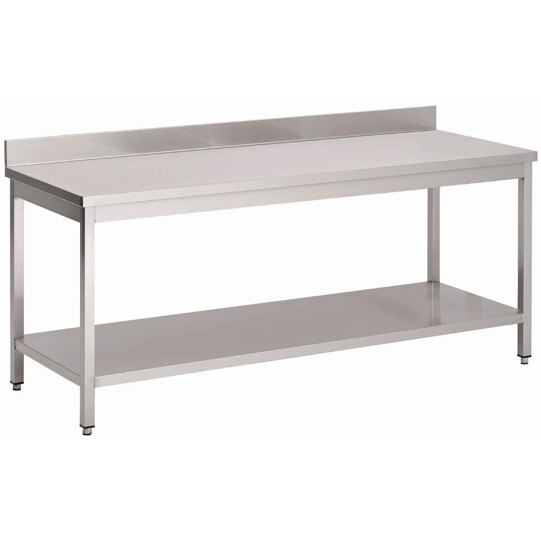 Table inox avec dosseret et étagère basse Gastro M 1400 x 600 x 880mm - FRANCE CHR