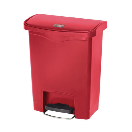 Poubelle à pédale frontale Rubbermaid Slim Jim rouge 30L - FRANCE CHR