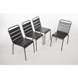 Chaise à lattes en acier Bolero grise lot de 4 - FRANCE CHR